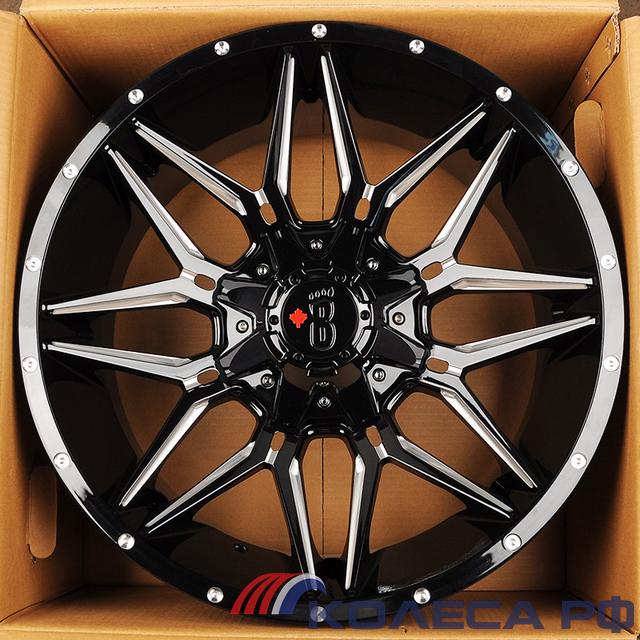 Литые диски Hmd 1075 10/20 6x139.7 ET-18 d106 GLOSS BLACK WITH MILLED SPOKES
