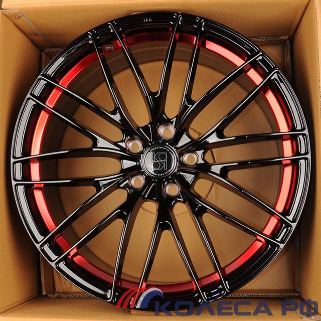 Литые диски KoKo Kuture FF215 8.5/19 5x112 ET35 d66.45 GLOSS BLACKBARREL INSIDE RED