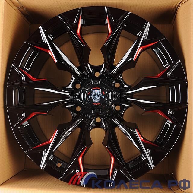 Литые диски Anzoo JT227-8 9/18 6x139.7 ET0 d110.1 GLOSS BLACKMILLING WINDOWRED COATING