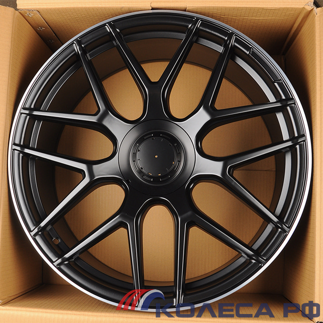 Литые диски Powcan для Mercedes-Benz BK5318 9.5/21 5x112 ET48 d66.6 MATT BLACK WITH LIP POLISH