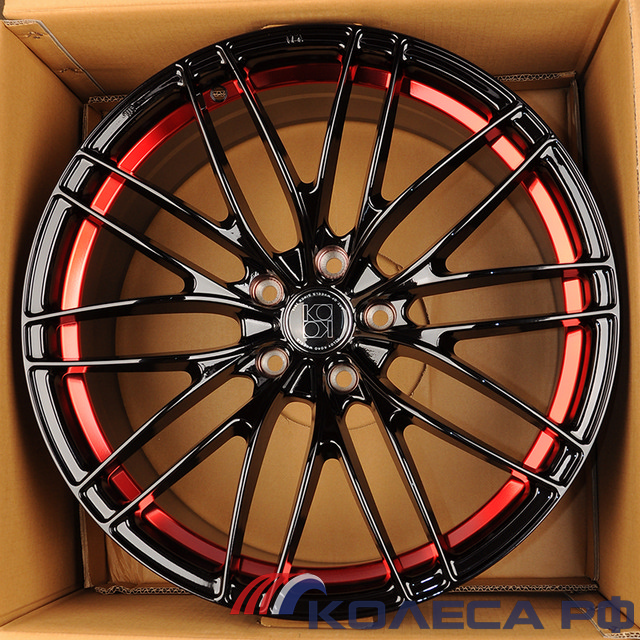 Литые диски KoKo Kuture FF215 8.5/19 5x112 ET35 d66.45 GLOSS BLACKBARREL INSIDE RED