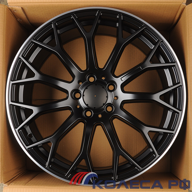 Литые диски Powcan для Mercedes-Benz YS1180 8/19 5x112 ET43 d66.6 BLACK MATT WITH LIP POLISH